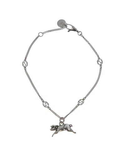 GUCCI GUCCI SILVER PIGGY CHARM BRACELET