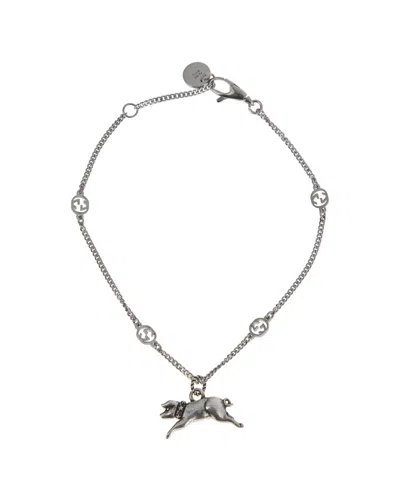 GUCCI GUCCI SILVER PIGGY CHARM BRACELET