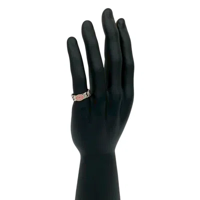 Pre-owned Gucci Silver Pink Silver 925 Band Ring ()