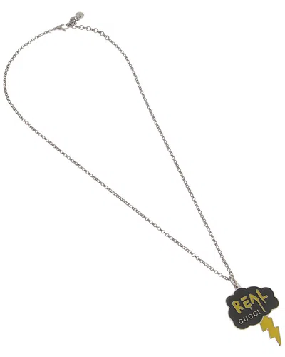 GUCCI GUCCI SILVER REAL LIGHTNING CLOUD PENDANT NECKLACE