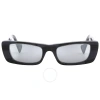 Gucci Black Rectangular Sunglasses In Silver