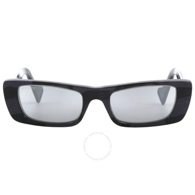 Gucci Silver Rectangular Ladies Sunglasses Gg0516s 013 52 In Black
