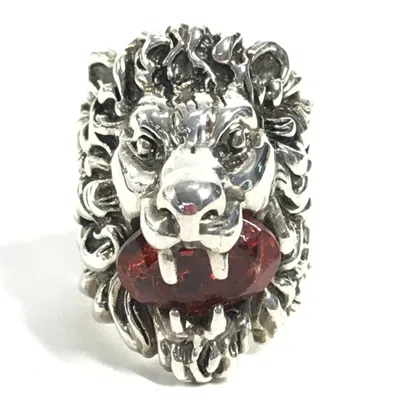 Pre-owned Gucci Silver Red Color Silver 925 Band Ring ()