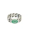 Gucci Interlocking G Enamel Ring In Silver