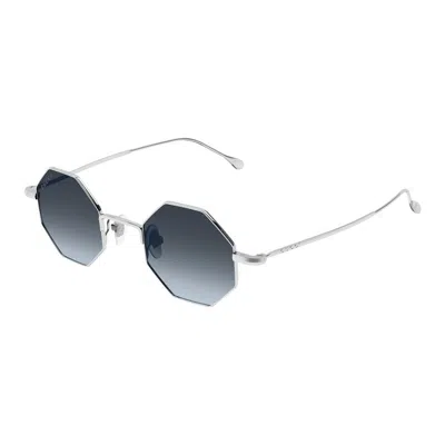 Gucci Silver-silver-blue Metal Sunglasses In Metallic
