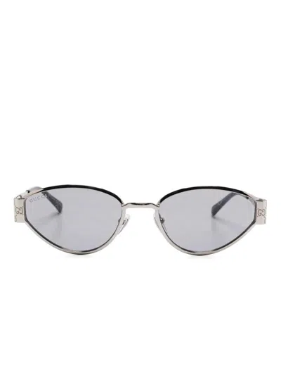 Gucci Silver-silver-smoke Metal Sunglasses In Metallic