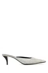 Gucci Fabric Mules Pointed Toe Stiletto Heel Textured In Silver