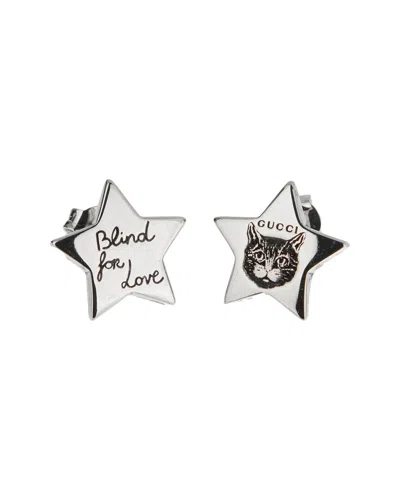 Gucci Silver Star Stud Blind For Love Earrings