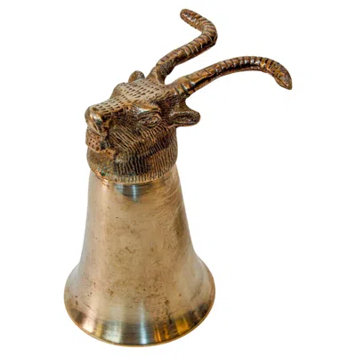 Pre-owned Gucci Silver Stirrup Cup Goblet Antelope Head Hunting Equestrian Barware Decor 1970s In Brown