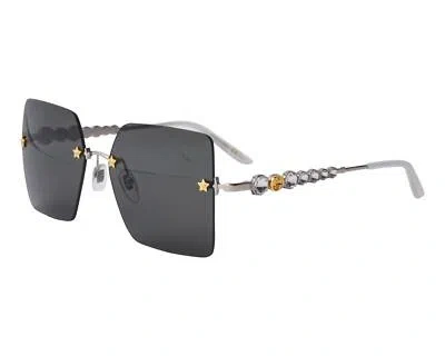 Pre-owned Gucci Silver-tone 56 Mm Women's Sunglasses Gg0644s-001 56 In Gray