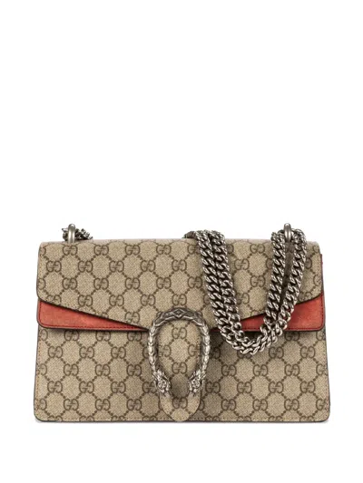 Pre-owned Gucci Silver-tone Chain Print Shoulder Bag In Neutral