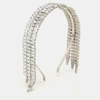 Pre-owned Gucci Silver Tone Metal And Crystal Embellishment Headband