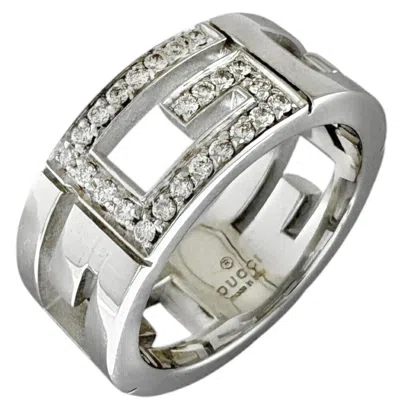 Pre-owned Gucci Silver White Gold (18k) Band Ring ()