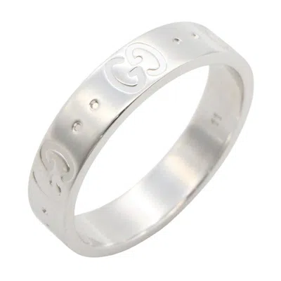 Pre-owned Gucci Silver White Gold (18k) Band Ring ()