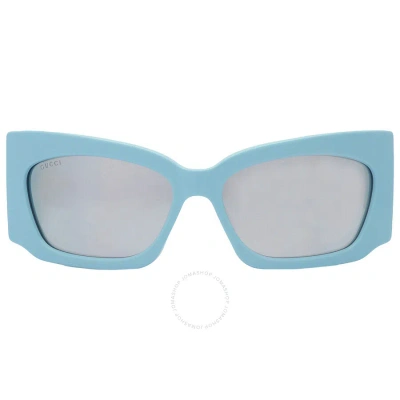 Gucci Silver Wrap Ladies Sunglasses Gg1412s 005 62 In Blue / Silver