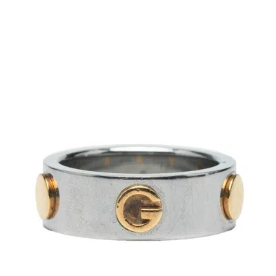 Pre-owned Gucci Silver Yellow Gold Band Ring ()