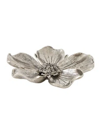 Pre-owned Gucci Silverplate Brass Cocktail Flower Ashtray In Metallic