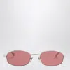Gucci Cut-out Logo Oval Sunglasses In Neutral