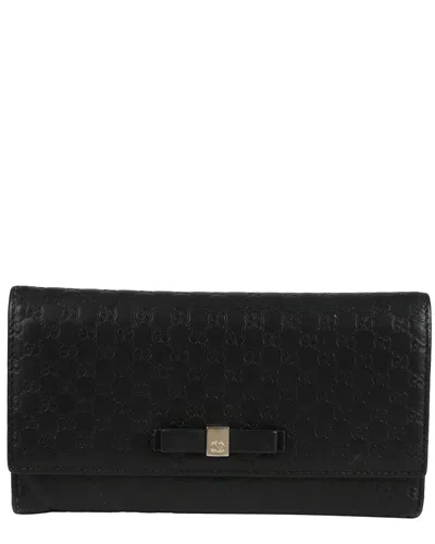 Gucci Sima Bow Flap Long Wallet (authentic Pre-loved) In Black