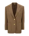 Gucci Oversized Wool Blazer With Back Clamp Detail In Brown