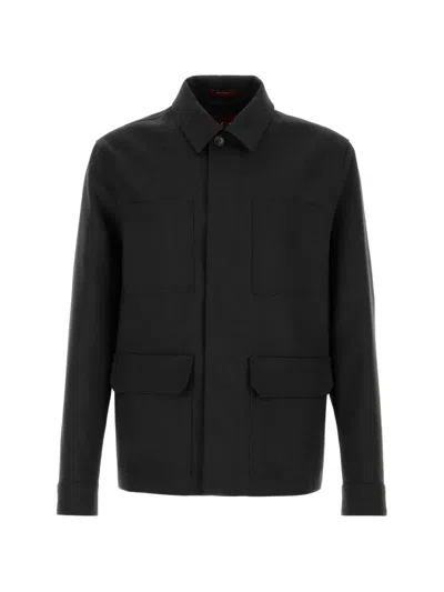 Gucci Wool Jacket Collared Design Buttoned Cuffs Pockets In Black