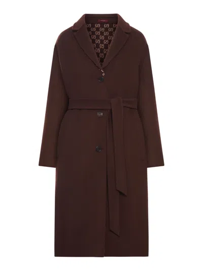 GUCCI SINGLE-BREASTED COAT WITH "GG" MONOGRAM