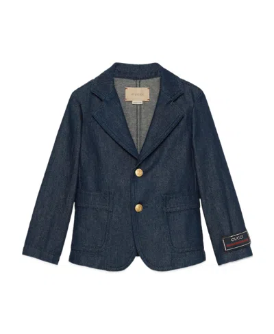 Gucci Single-breasted Denim Blazer In Black