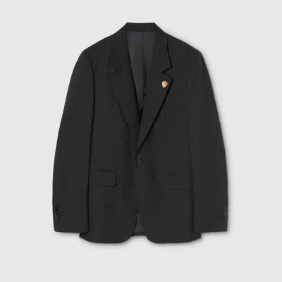 Gucci Polyester Blend Blazer Single Breasted Notch Lapel In Blue