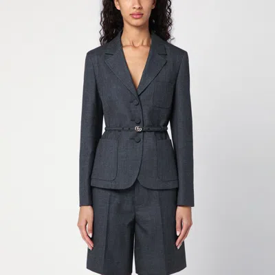 Gucci Single Breasted Wool Grisaille Jacket In Grey