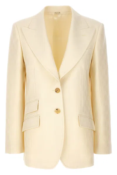 Gucci Single-breasted Jacquard Logo Blazer In White