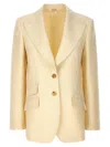 Gucci Single-breasted Jacquard Logo Blazer Blazer And Suits White