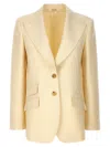Gucci Single-breasted Jacquard Logo Blazer Blazer And Suits White In Neutral