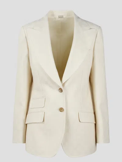 Gucci Single-breasted Jacquard Logo Blazer In White