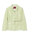 Gucci Single-breasted Leather Jacket In Nude