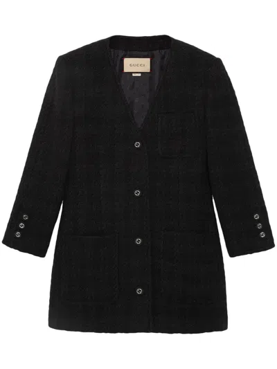 Gucci Wool Jacket V-neck Straight Hem In Black