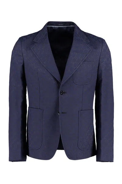 Gucci Single-breasted Two-button Jacket In Blue