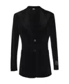 Gucci Single-breasted Velvet Blazer In Black