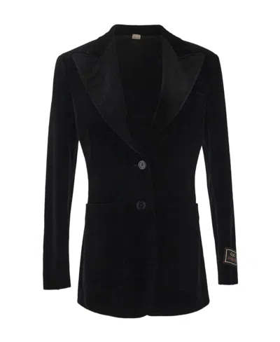 Gucci Single-breasted Velvet Blazer In Black