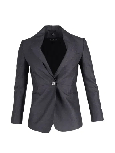 Pre-owned Gucci Single-breasted Wool Blazer In Gray