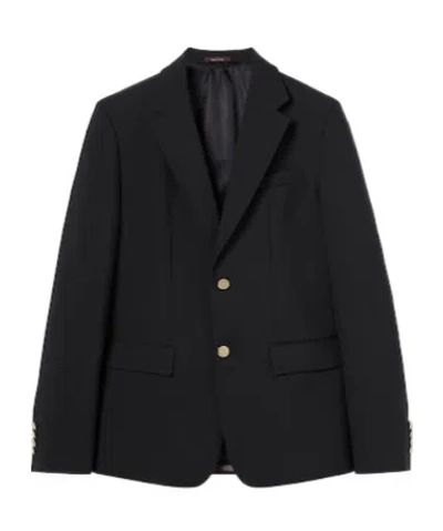 Gucci Single-breasted Wool Jacket In Black