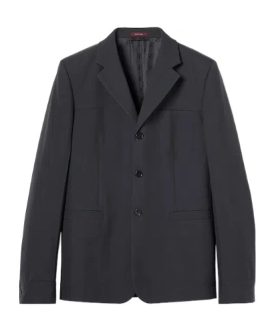 Gucci Single-breasted Wool Twill Jacket In Gray