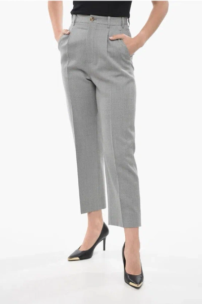 Gucci Single-pleated Wool Chinos Trousers In Grey