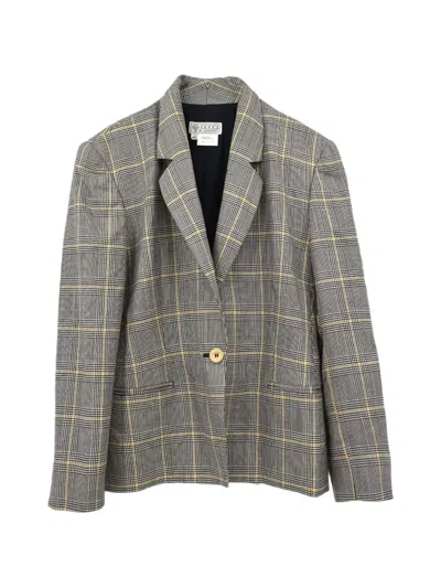 Pre-owned Gucci Single-breasted Check Jacket In Grey