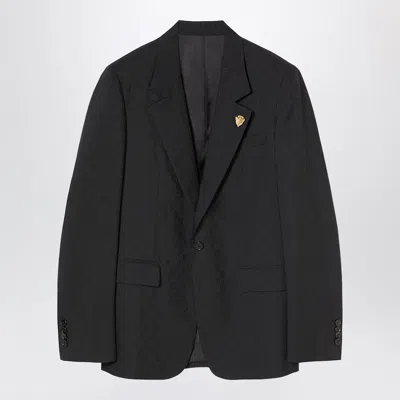 Gucci Single-breasted Gg Wool Jacket In Black