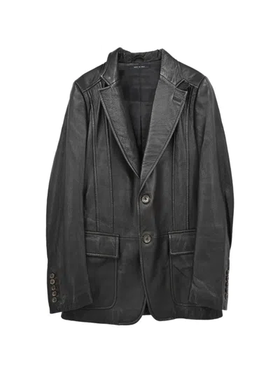 Pre-owned Gucci Single-breasted Leather Jacket In Black