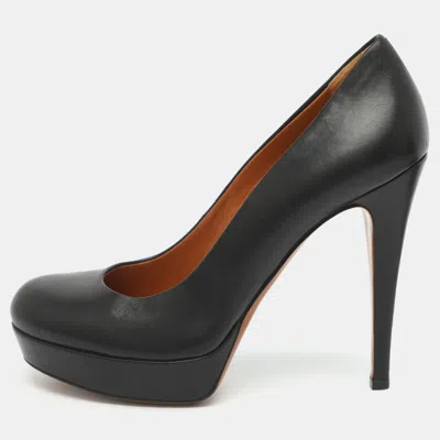 Pre-owned Gucci Size 36 Black Leather Platform Pumps