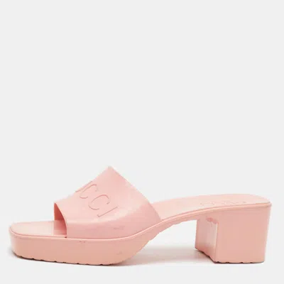 Pre-owned Gucci Size 36 Pink Rubber Slide Sandals
