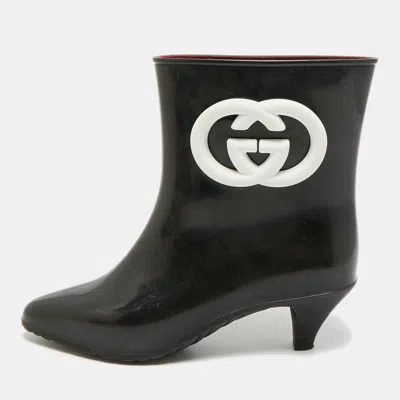 Pre-owned Gucci Size 37 Black Rubber Ankle Length Boots