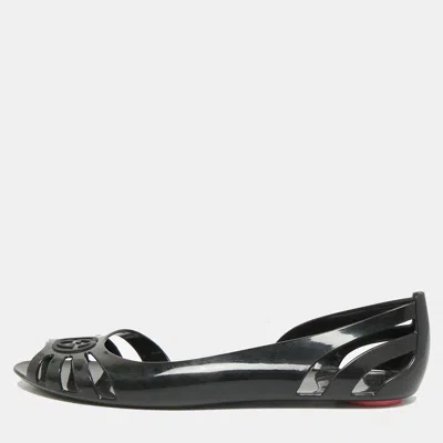 Pre-owned Gucci Size 38 Black Jelly Interlocking Gg Marola Ballet Flats