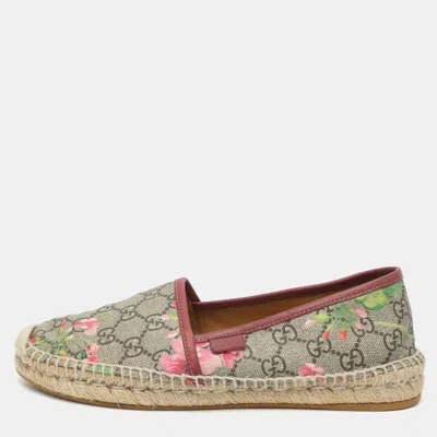 Pre-owned Gucci Size 38 Multicolor Gg Supreme Blooms Printed Canvas Espadrilles